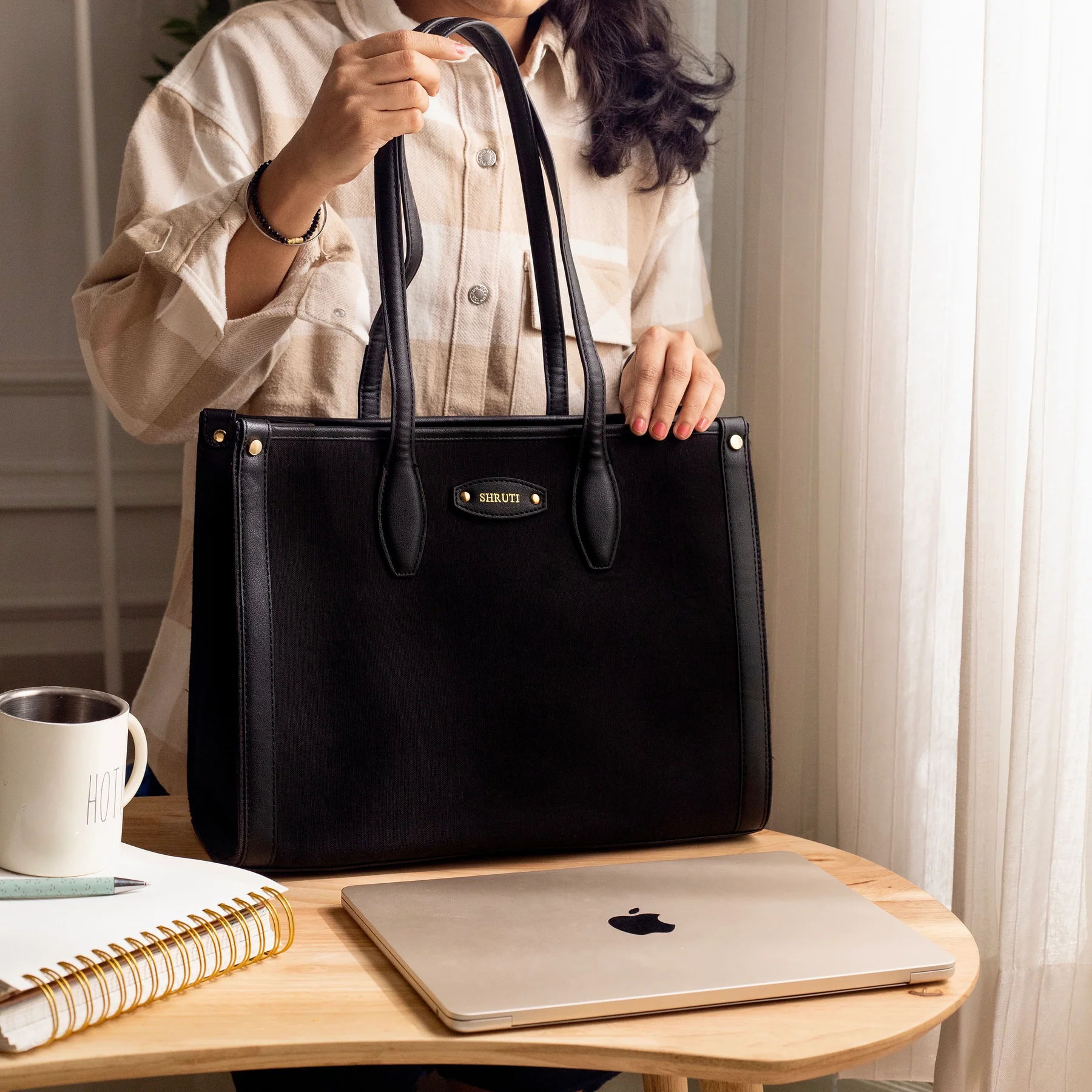 Women Black Structured Professional Office Use Handbag