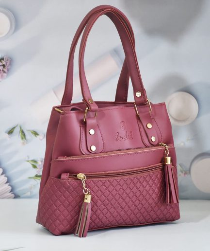 Women Black Premium Finish Structured Luxury Handbag