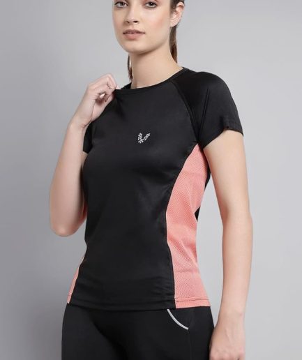 Women Black Dry Fit Performance Sports TShirt