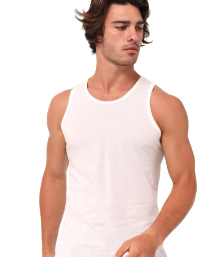 White Sleeveless Vest Lightweight Comfortable Daily Innerwear Men