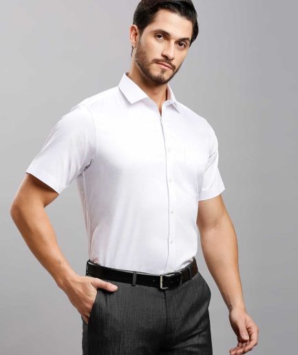 White Formal Cotton Shirt Elegant Office Wear Men