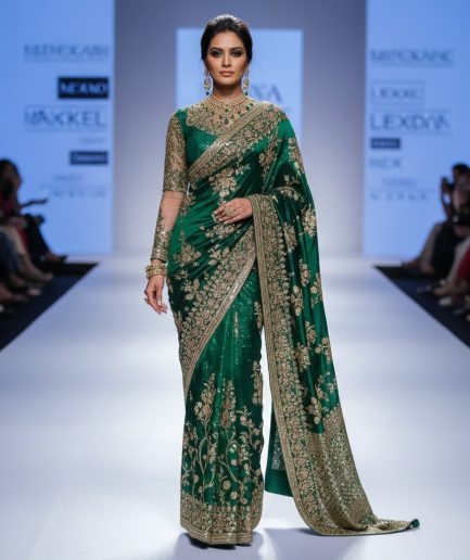 Women Navy Blue Party Wear Designer Saree