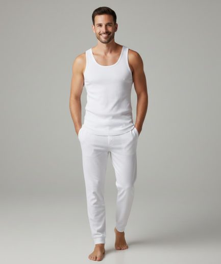 White Cotton Vest Sleeveless Soft Breathable Innerwear Men