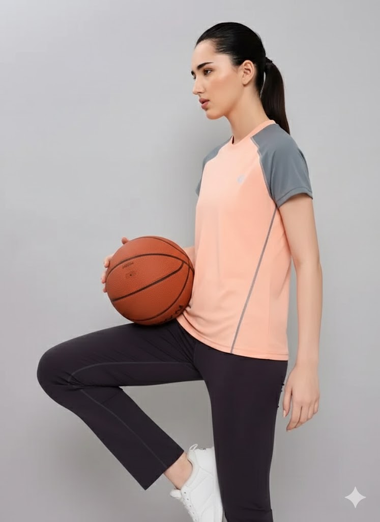 Women Peach Dry Fit Sports Training TShirt - Image 3