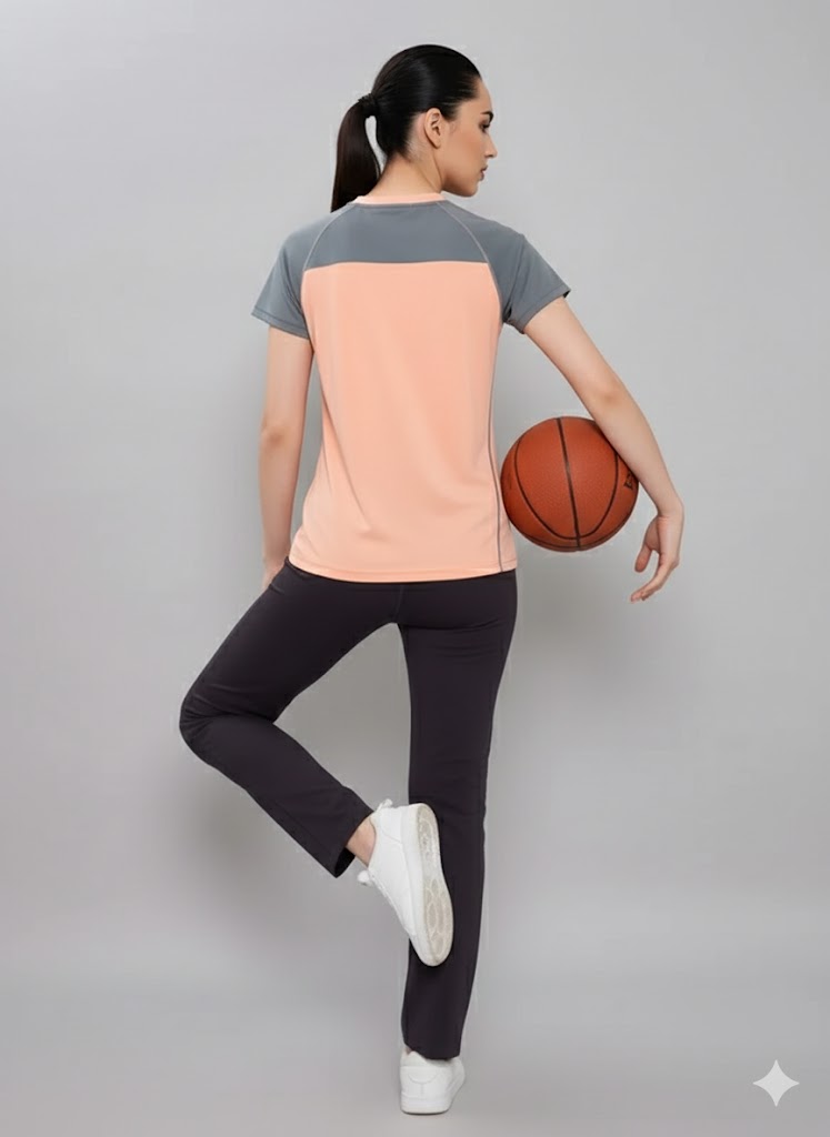 Women Peach Dry Fit Sports Training TShirt - Image 2