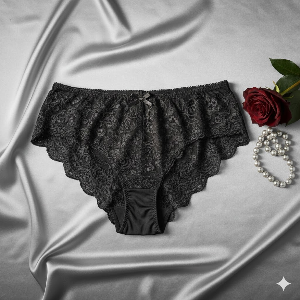 Women Black Lace Premium Soft Comfortable Designer Panty - Image 3