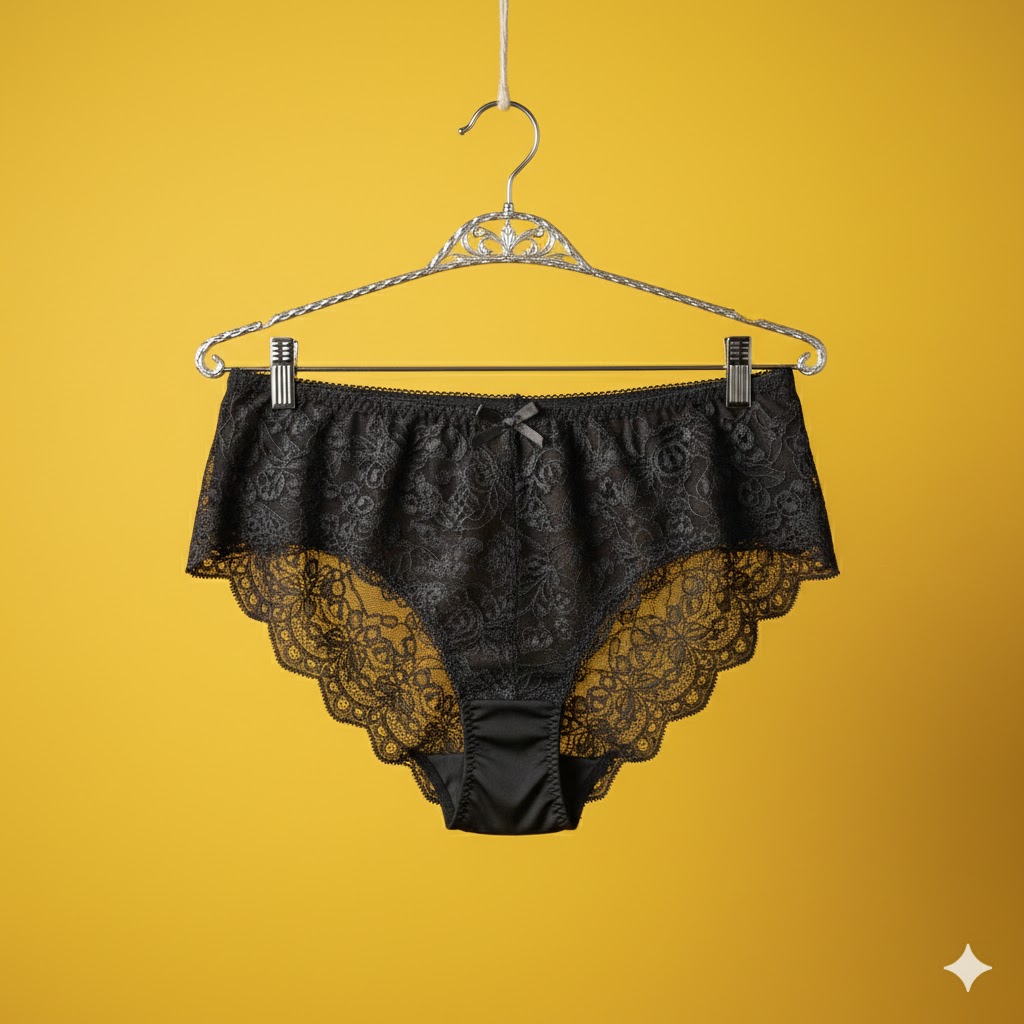 Women Black Lace Premium Soft Comfortable Designer Panty - Image 2