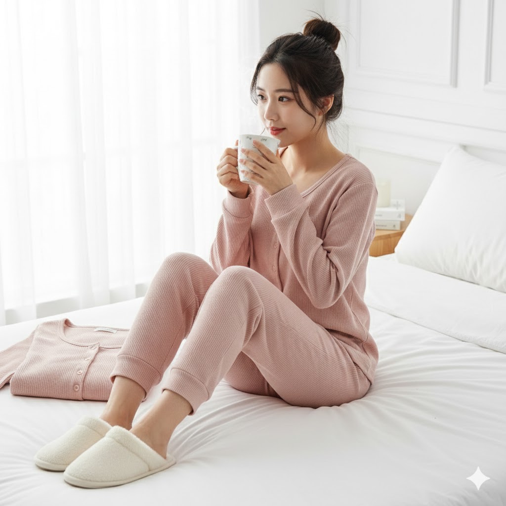 Women Blush Pink Soft Cotton Comfortable Nightwear Set - Image 3