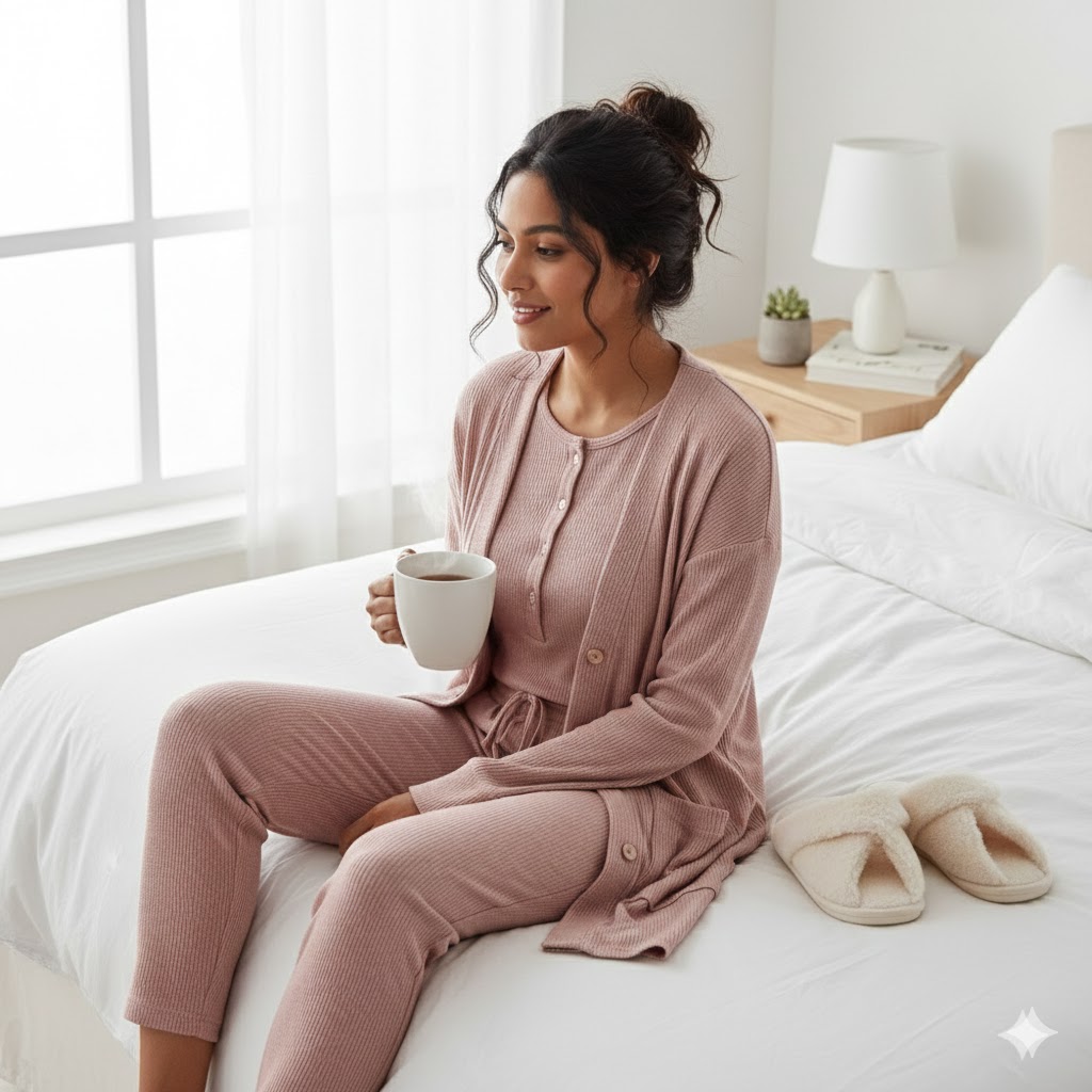 Women Grey Soft Cozy Premium Comfortable Lounge Wear Set - Image 3