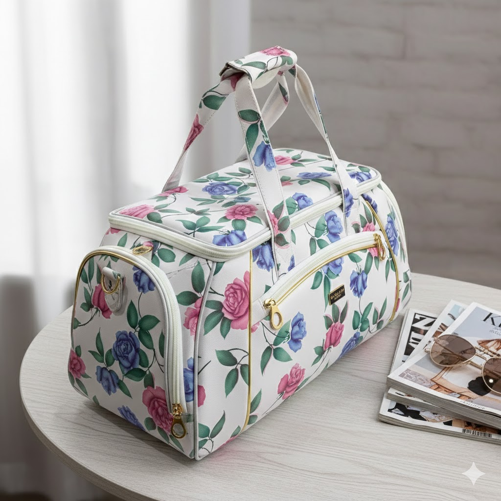 Women Grey Spacious Durable Weekend Travel Handbag - Image 3