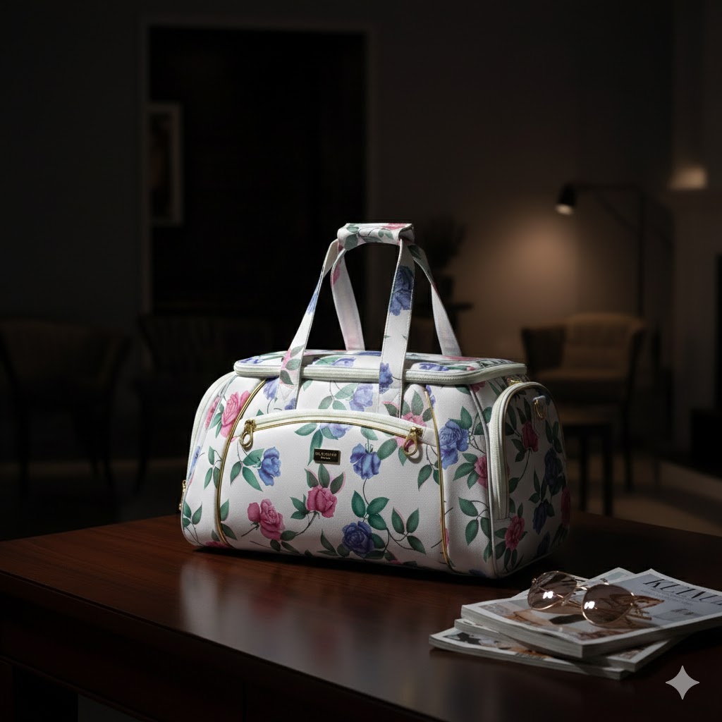 Women Grey Spacious Durable Weekend Travel Handbag - Image 2