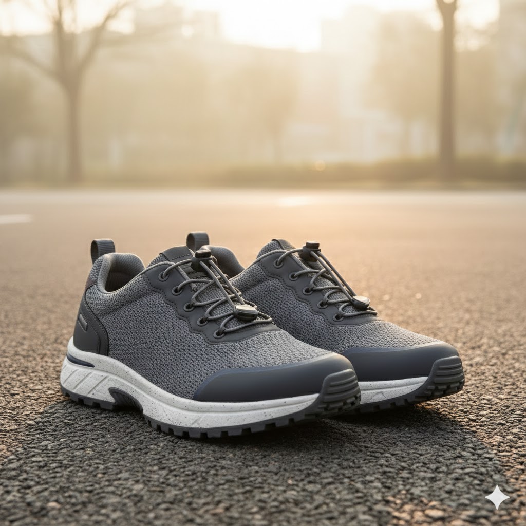 Grey Jogging Shoes Lightweight Cushion Running Training Men - Image 3