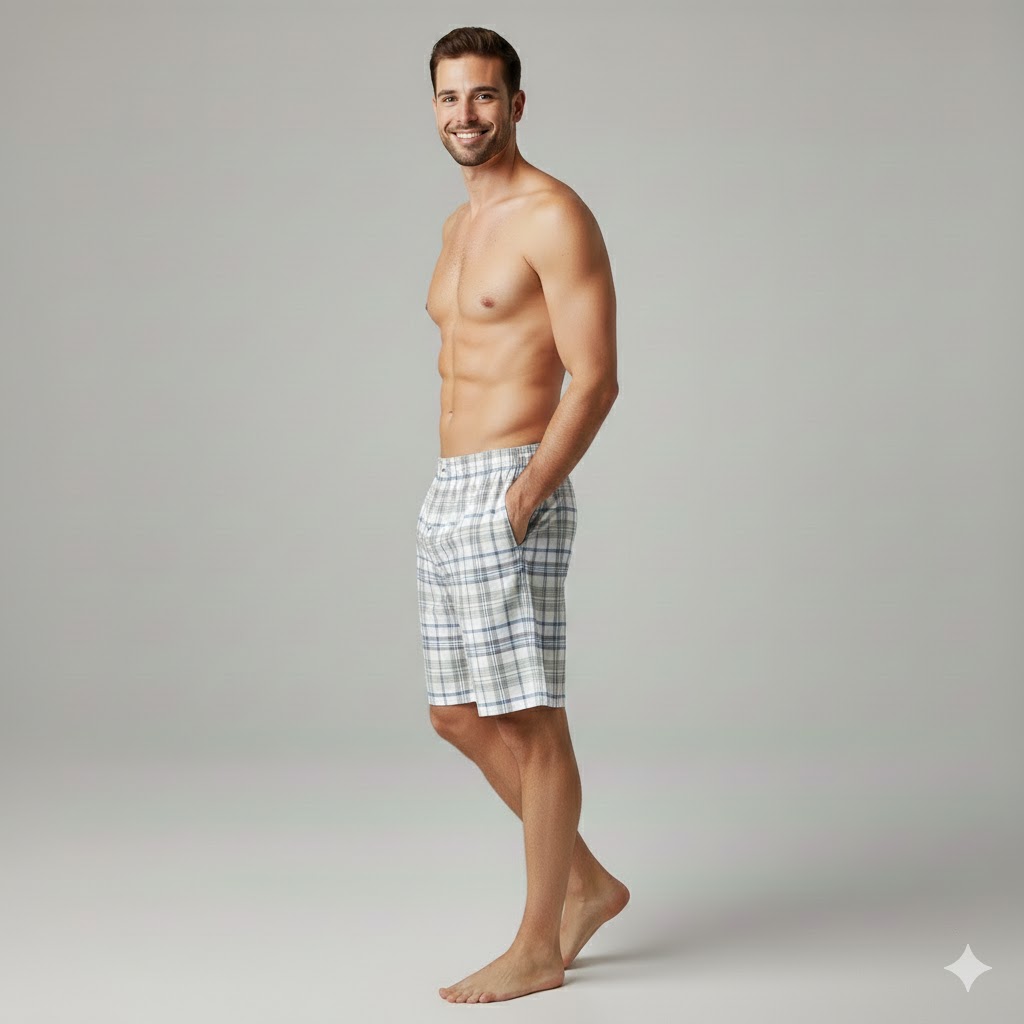 Men Boxer Shorts Relaxed Fit Breathable Cotton Nightwear - Image 4