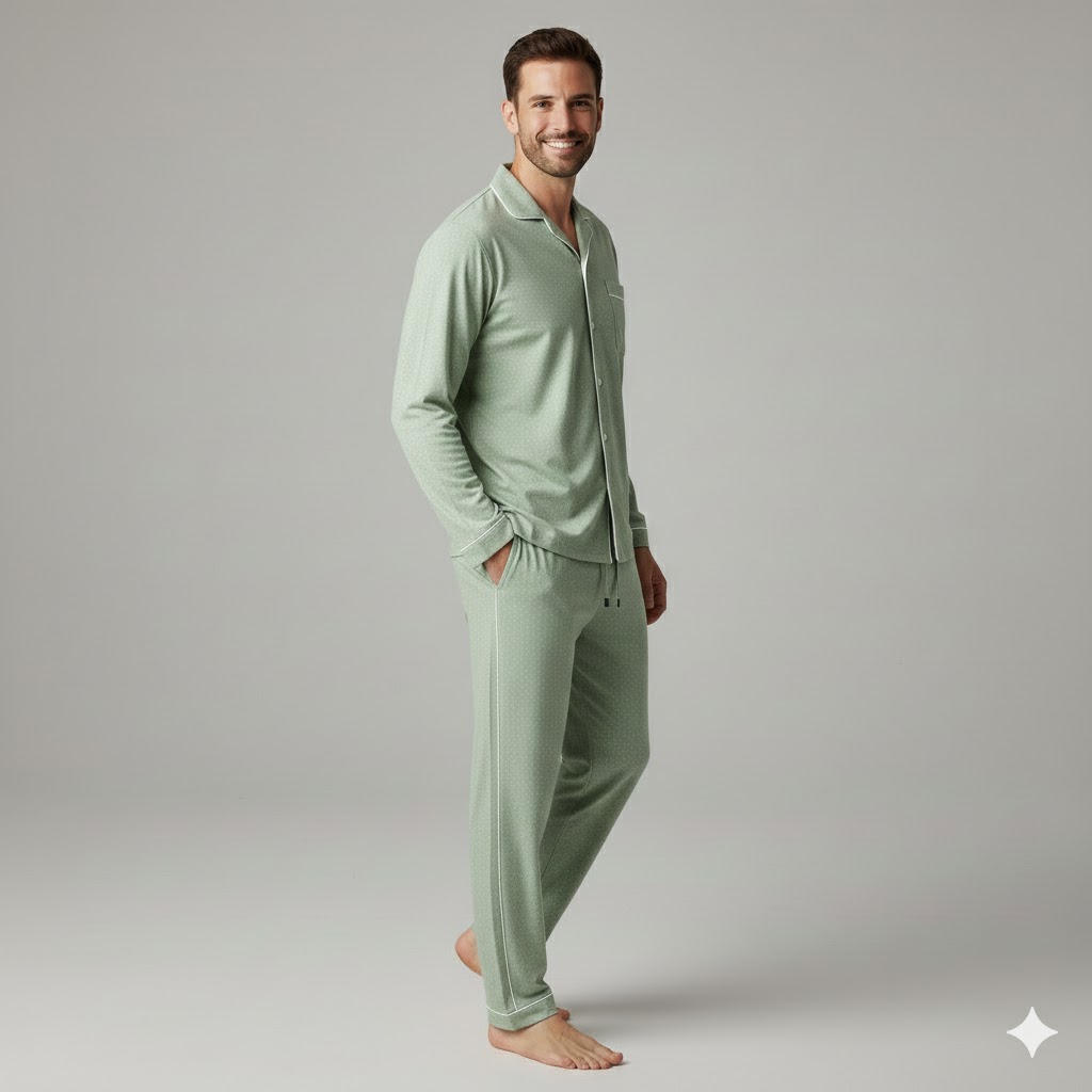 Men Pyjama Set Soft Cotton Relaxed Lounge Sleepwear - Image 2