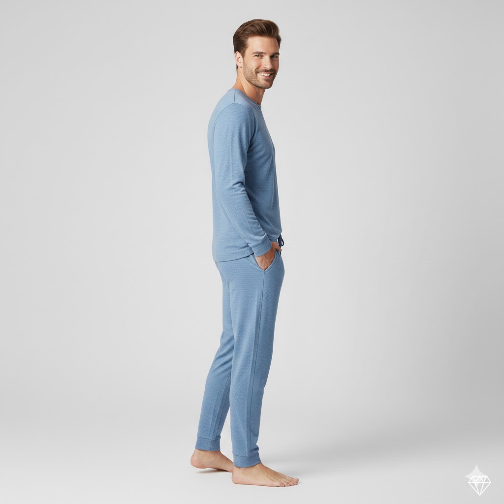 Men Night Wear Set Soft Comfortable Relaxed Sleepwear - Image 3