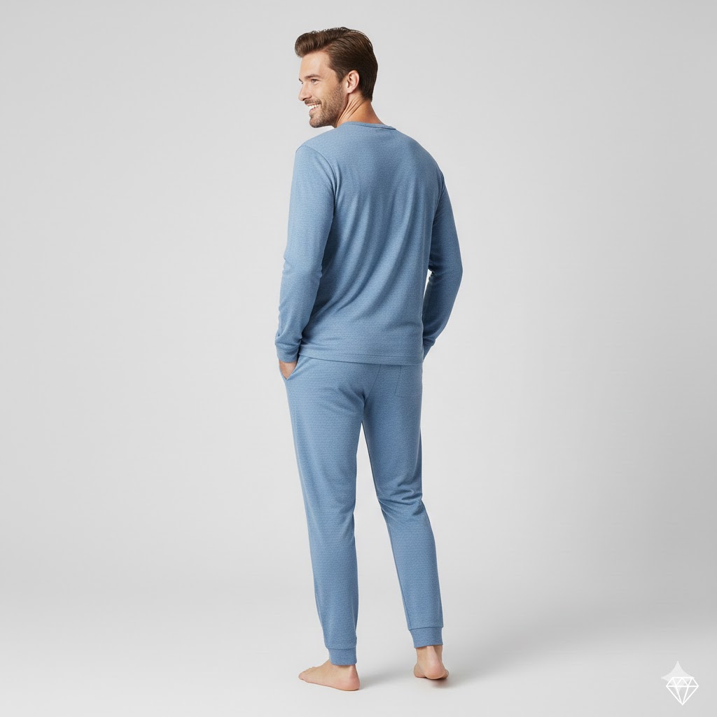 Men Night Wear Set Soft Comfortable Relaxed Sleepwear - Image 2