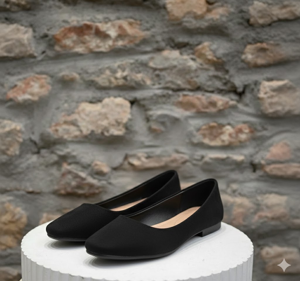 Women Black Slip On Lightweight Everyday Comfort Flats - Image 2