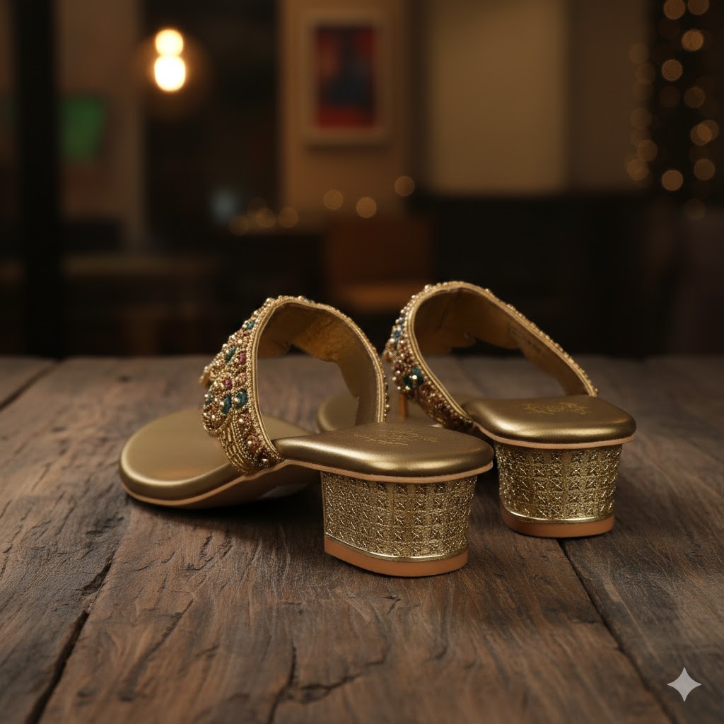 Women Brown Ethnic Traditional Festive Comfort Sandals - Image 3