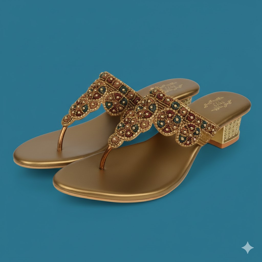Women Brown Ethnic Traditional Festive Comfort Sandals - Image 2