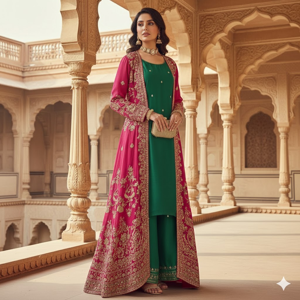 Women Green Ethnic Wear Kurti Pant Combo - Image 4