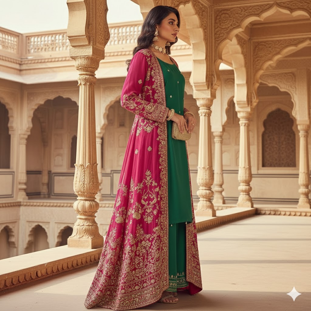 Women Green Ethnic Wear Kurti Pant Combo - Image 3