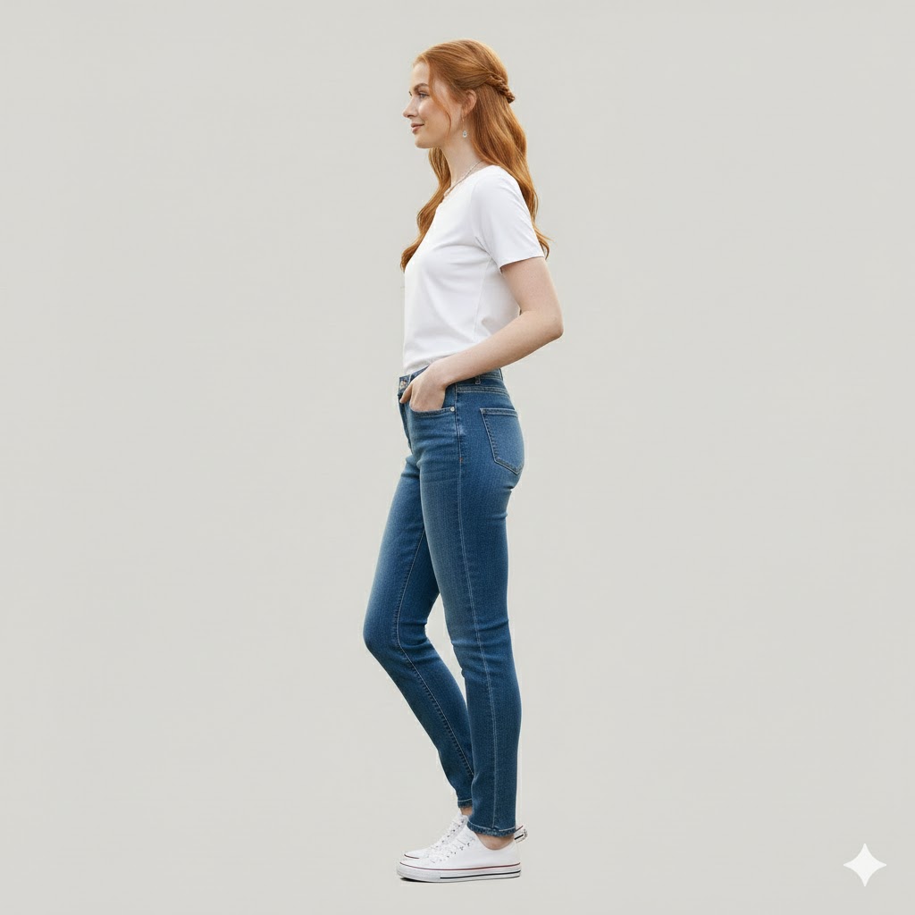 Women Blue High Waist Stretch Denim Jeans - Image 4