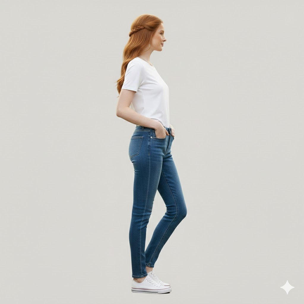 Women Blue High Waist Stretch Denim Jeans - Image 3