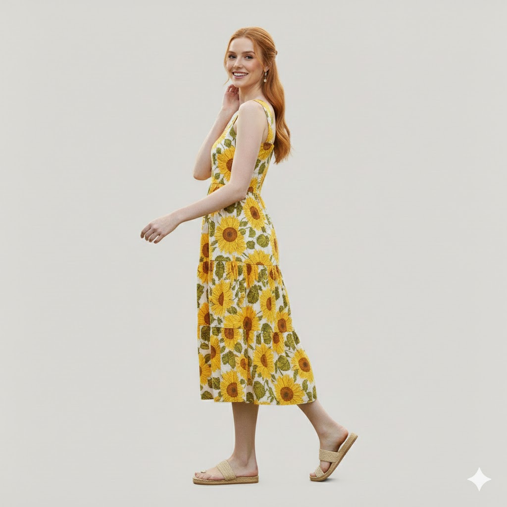 Women Green Solid Summer Flared Casual Dress - Image 3