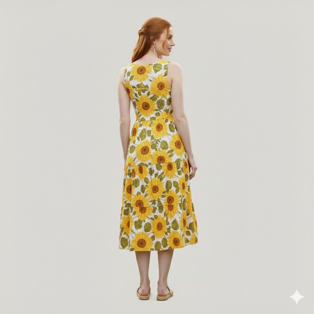 Women Green Solid Summer Flared Casual Dress - Image 2