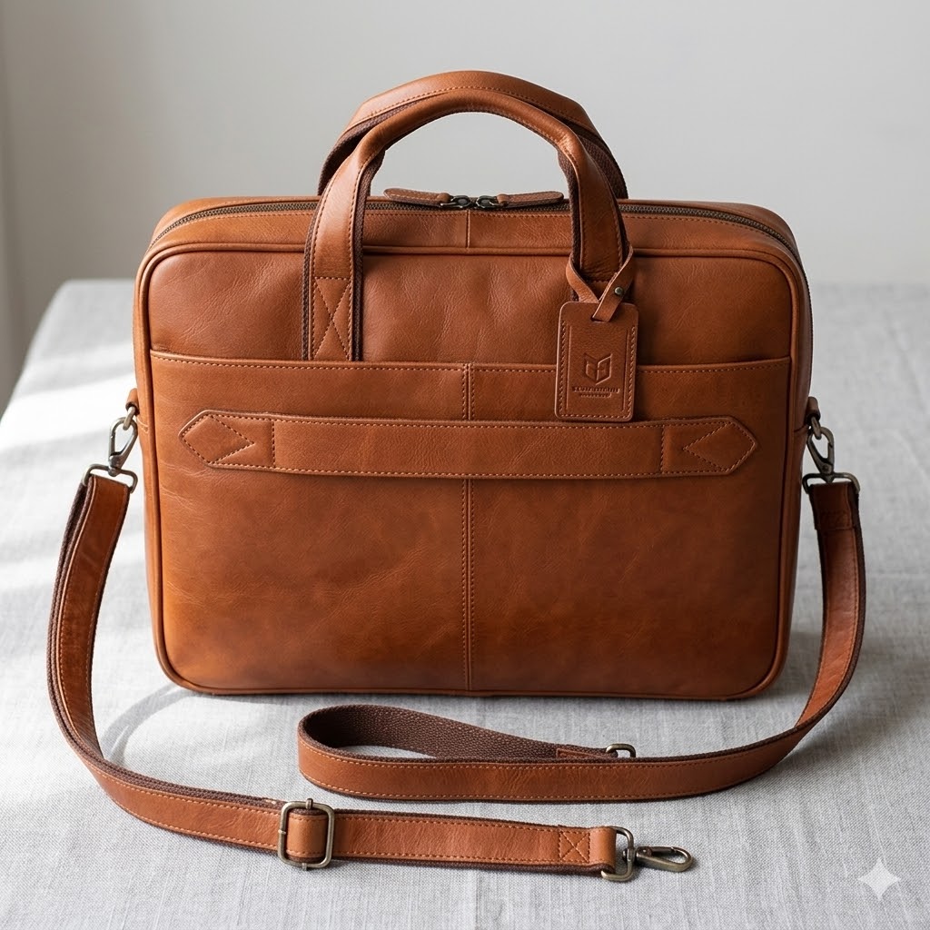 Brown Daily Use Leather Hand Bag For Men