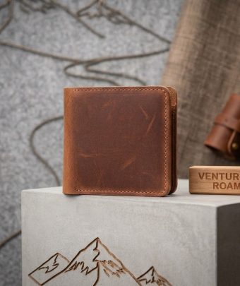 Brown Compact Leather Small Wallet For Men