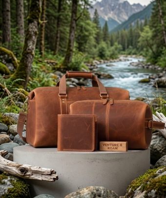 Brown Leather Wallet Combo Classic Style For Men