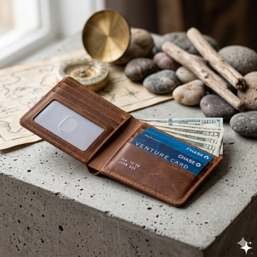 Brown Leather Passport Holder Travel Wallet For Men - Image 2