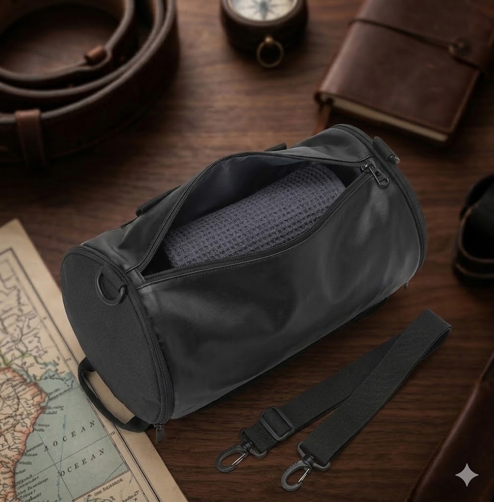Black Gym Duffle Lifestyle Bag For Men - Image 3