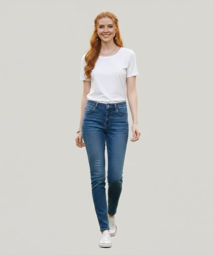 Women Blue High Waist Stretch Denim Jeans