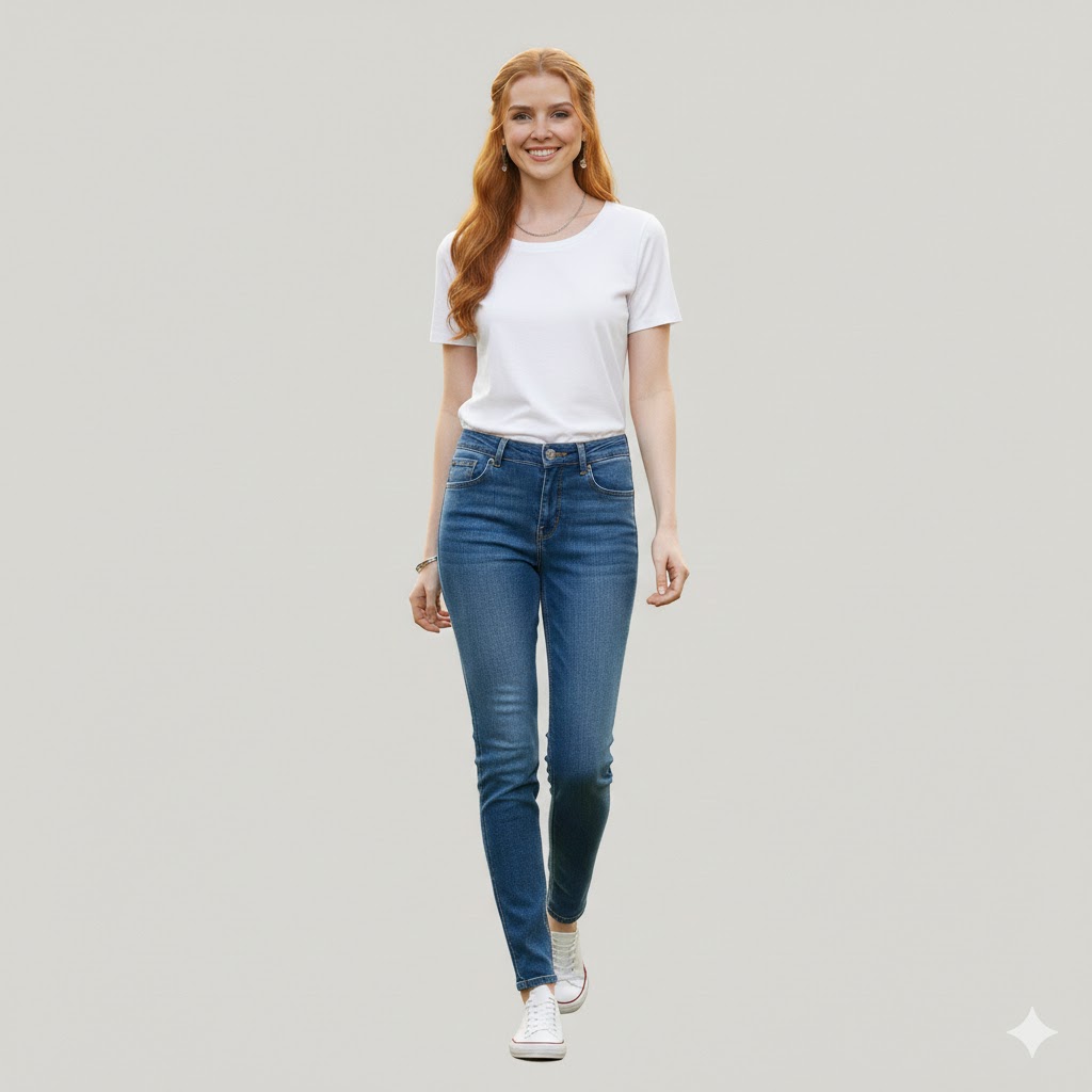 Women Blue High Waist Stretch Denim Jeans