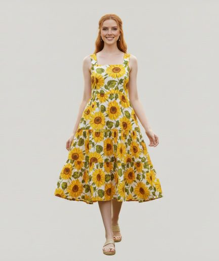 Women Green Solid Summer Flared Casual Dress