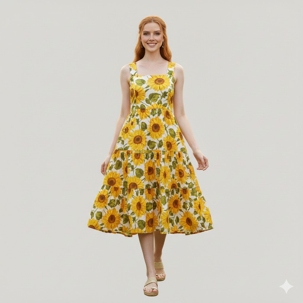 Women Green Solid Summer Flared Casual Dress