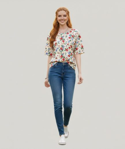 Women Multicolor Floral Printed Casual Summer Top