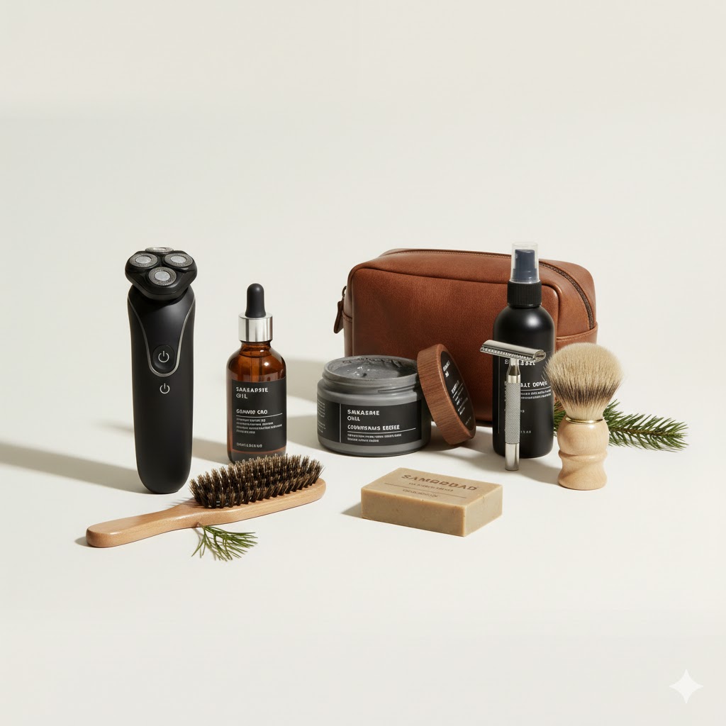 Premium Grooming Combo Beard Hair Skin Complete Set Men