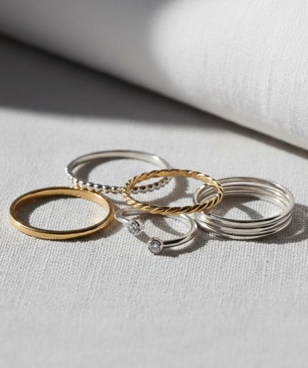 Women Silver Modern Premium Comfort Ring Set Wear