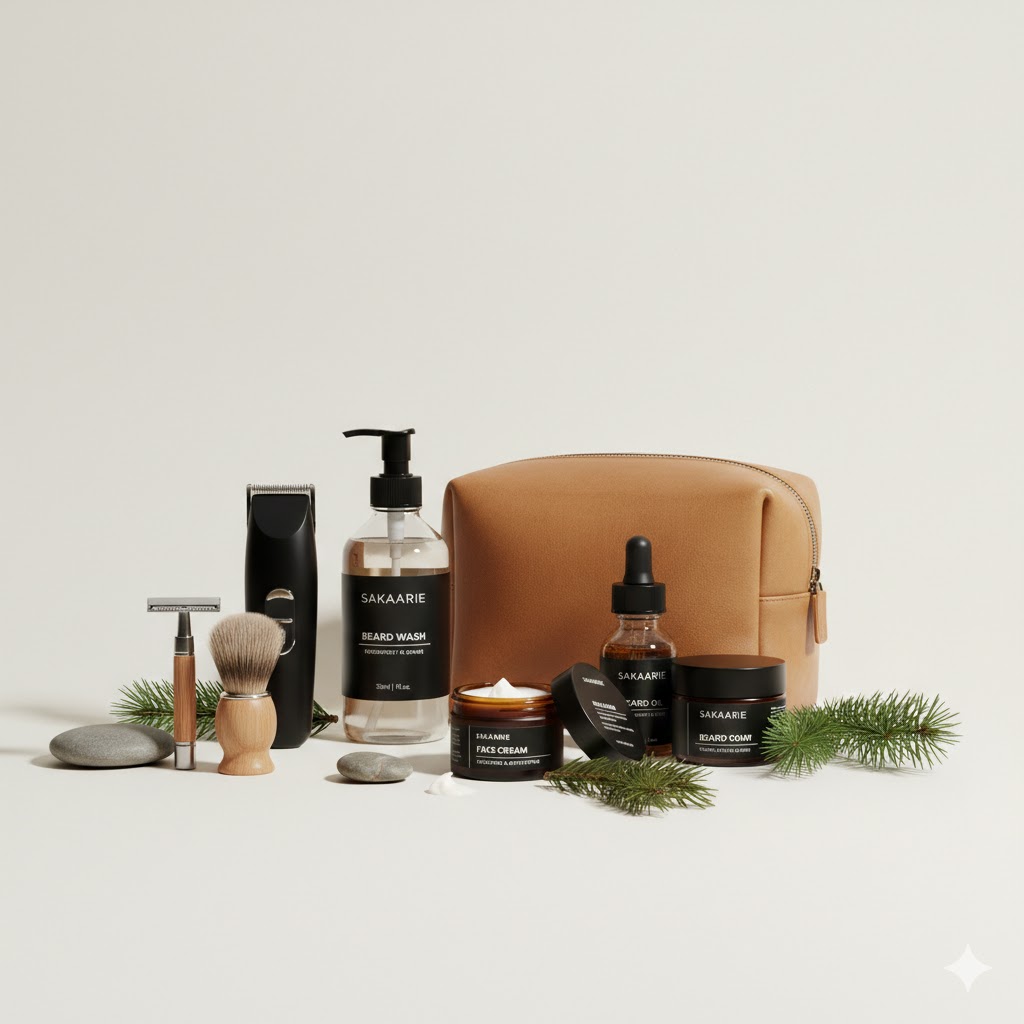 Complete Grooming Kit Beard Hair Skin Care Set Men