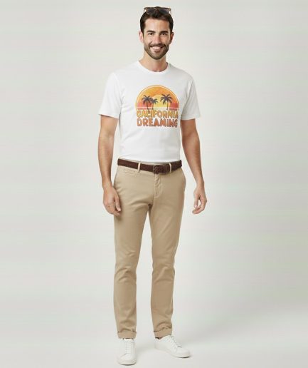 Beige Casual Pants Smart Comfortable Office Daily Wear Men