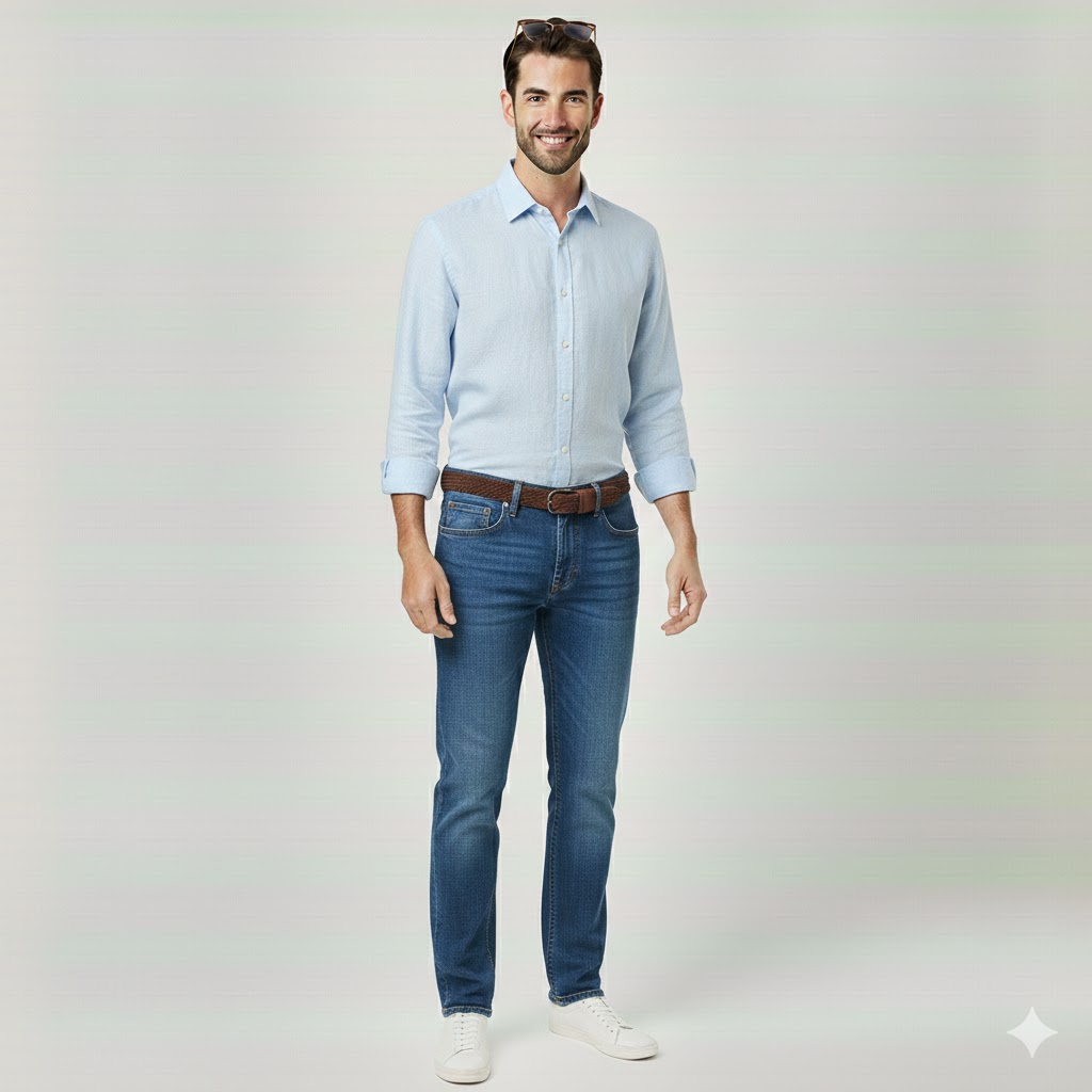 Blue Regular Fit Denim Jeans Everyday Comfort Wear Men