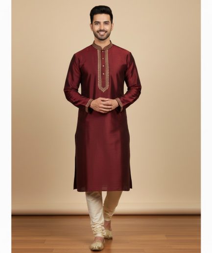 Navy Blue Silk Ethnic Dress Premium Festive Wear Men