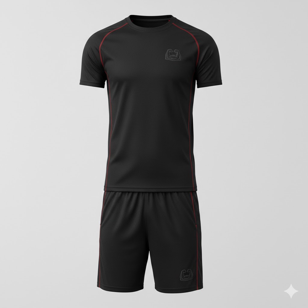 Men Royal Black Performance Gym Workout Wear Set