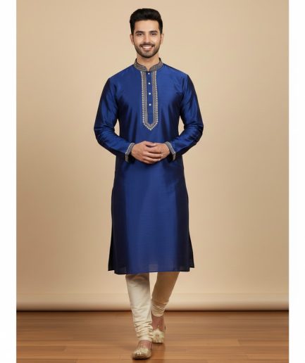 Cream Kurta Churidar Classic Traditional Ethnic Wear Men