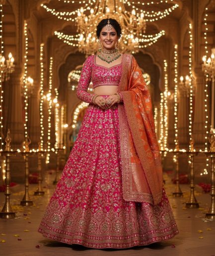Women Pink Festive Lehenga Ethnic Celebration Wear