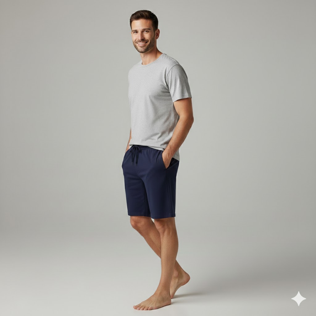 Men Cotton Shorts Lightweight Breathable Casual Lounge Wear - Image 4