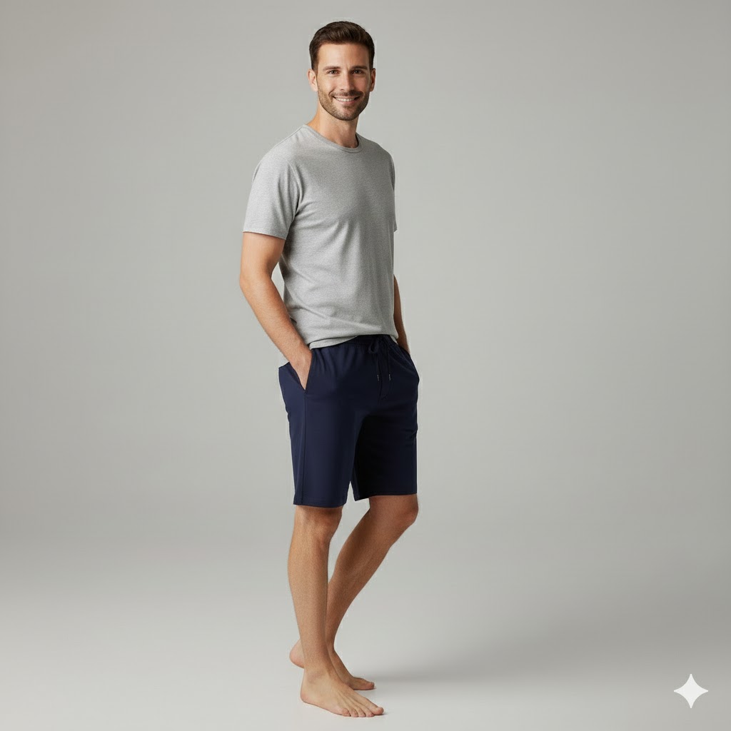 Men Cotton Shorts Lightweight Breathable Casual Lounge Wear - Image 3